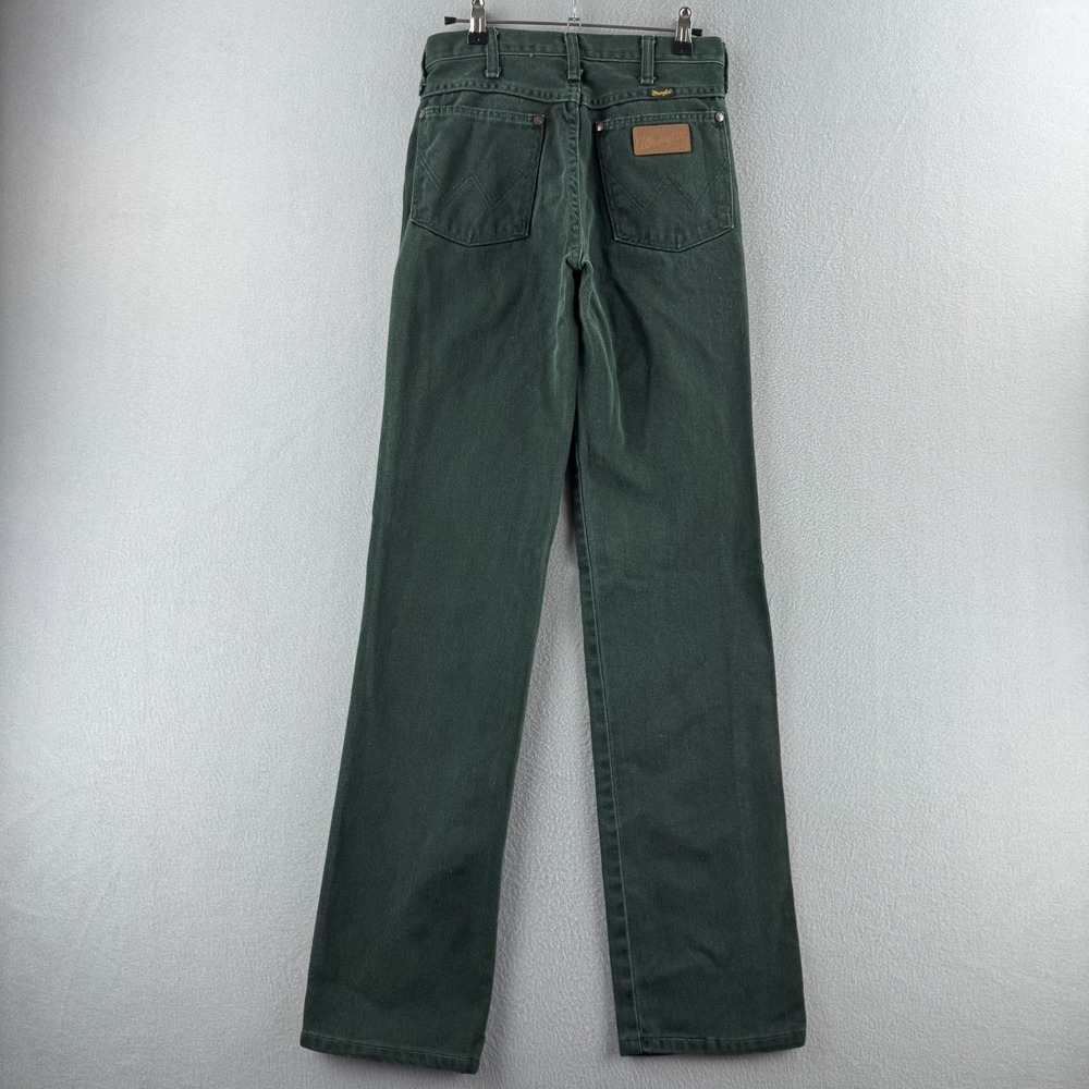 Vintage Wrangler Jeans Mens 27x34 (Fits 26x33) Green Cowboy Cut Slim Made in USA